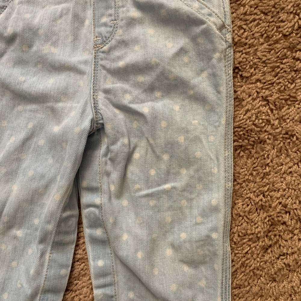 OshKosh B’gosh Infant Baby Polka Dotted Denim Overalls - Picture 2 of 13
